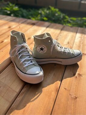 Converse High Top Sneakers in Sage Green and White
